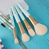 amoore 8 Pcs Makeup Brush Makeup Brushes with Case Makeup Brush set Foundation Brush Powder Brush (8 Pcs, Mint Green)