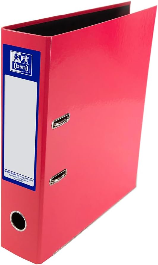 Oxford Premium A4 Lever Arch File Pink Single Heavy Duty 70mm Spine 560 Sheets