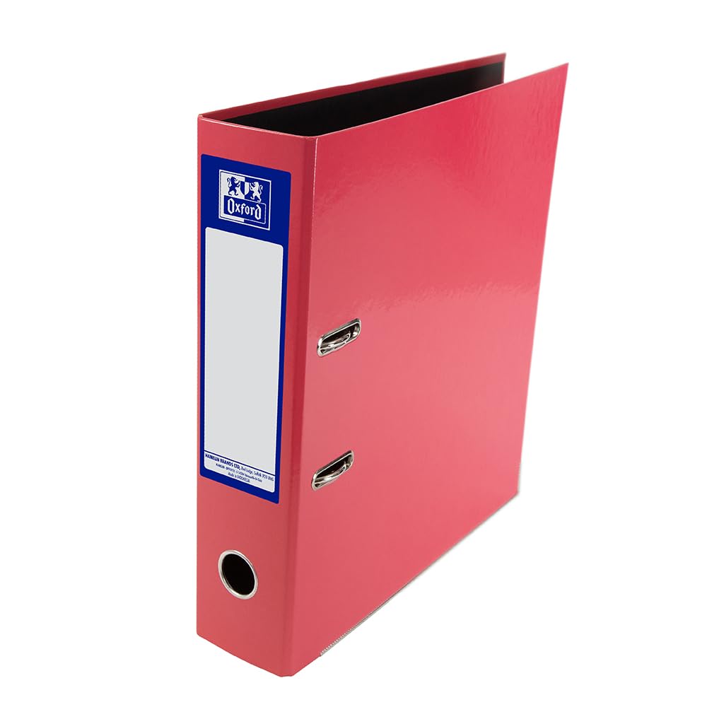 Oxford Premium A4 Lever Arch File, Pink Single Folder, Heavy Duty