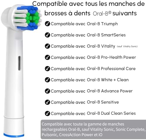 Brossettes Compatible avec Brossette Oral-b Brosse a Dent Electrique, 20 Tete Brosse a Dent Pour Oral B Modèles Vitality Pro 3 — photo 2 sur 5