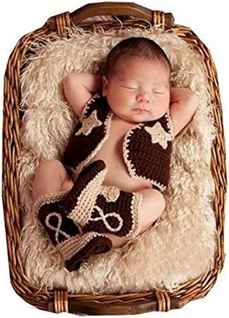 Newborn Baby Photography Props Boy Girl Crochet Costume Outfits Cowboy Suit