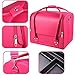 HOMFA Makeup Train Case 3 Layer Makeup Organizer Bag with Shoulder Strap Adjustable Dividers for Cosmetics Makeup Brushes Toiletry Jewelry (Pink)