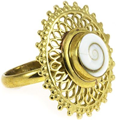 Brass Boho Indian Style Fashion Ring for Women with Shiva Natural Stone - Size 7 - Street Habit