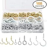 JUIDINTO Screw-in Hooks Vinyl Coated Celling Hooks Metal Eyebolts for Hanging Cup, Jewelry, Plant, 168pcs