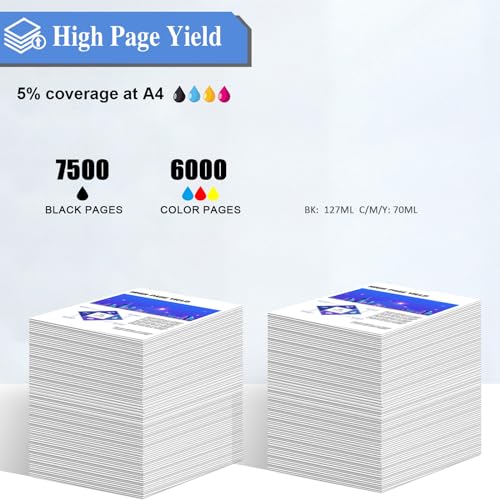113 Pigment Ink Compatible with Epson 113 Ink Bottle Multipack for ET-5150 ET-5170 ET-5850 ET-5800 ET-16600 ET-16150 ET-16650 ET-15000 ET-5100 ET-5160 ET-5160 5880 (8 Pack 2BK/2C/2M/2Y)
