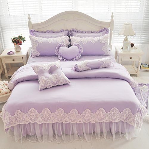 Mzprideプリンセス女の子寝具セットレースフリル付き羽毛布団カバーセット 正規品新品未使用品 7pcs パープル