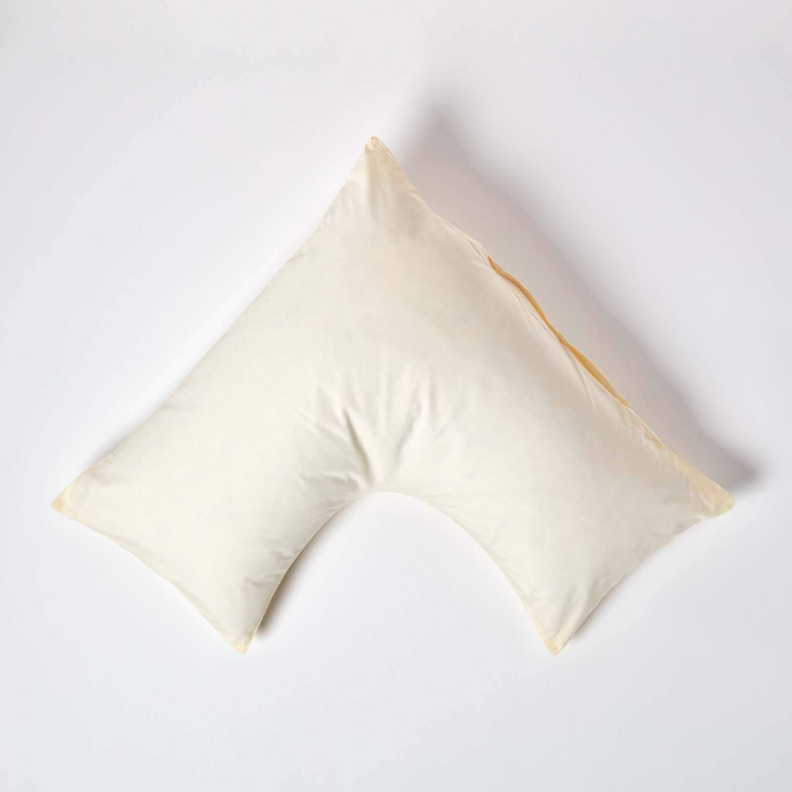 HOMESCAPES Cream Pure Egyptian Cotton V-Shape Pillowcase 200 TC 400 Thread Count Percale Equivalent Pillow Case For Nursing Pregnancy and Elderly
