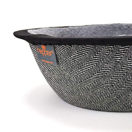 Hepper - Nest Cat Bed - Modern Cat Furniture - Cat Bowl with Removable & Washable Fleece Liner -r - Herringbone