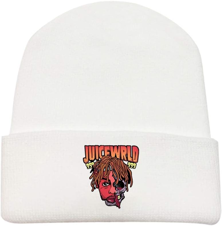 Fuguan Juice Wrld Embroidered Knitted Hat, River Fashion Beanies Kids Cuffed Plain Cap Men and Women Warm Wool