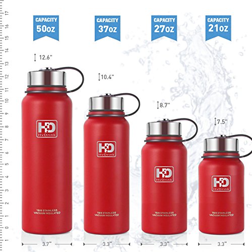 Stainless Steel Vacuum Insulated Water Bottle, Cold for 24 Hours Hot for 12 Hours, 21 OZ - 50 OZ Double Wall Thermos Flask, Travel Sports Leak Proof Drinking Bottle with Metal Strainer, BPA Free - Thumbnail 3