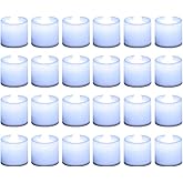 LANKER 24 Pack Flameless Led Tea Lights Candles, Steady Cool White Battery Operated Electronic Fake Candles, Decorations for Christmas, Halloween and Festival Celebration (White)