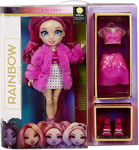 Rainbow High Stella Monroe – Fuchsia (Hot Pink) Fashion Doll with 2 Doll Outfits to Mix & Match and Doll Accessories, Great Gifts for Kids 6-12 Years Old