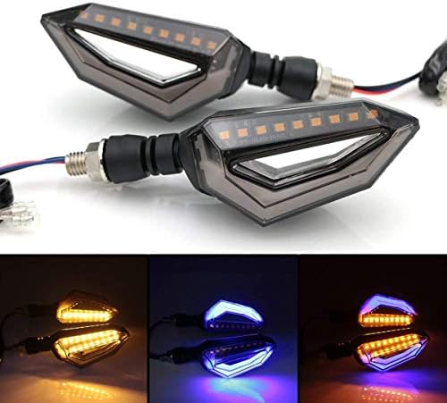 Pivalo PVSIYB2 Dual Tone Side Indicator Light Universal Front Rear Turn Signal Lamp Waterproof Daytime Running Blinker for Bikes and Motorcycle (Yellow and Blue, 4 PCS)