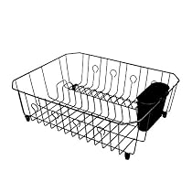 Rubbermaid Antimicrobial Dish Drainer With Silverware Cup, Large, Black