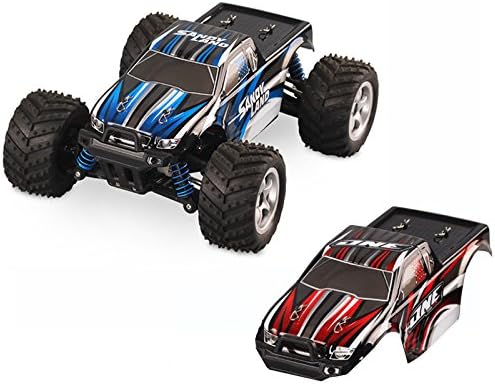 TecPeak Luminous RC Car, 50Km/H 4WD High Speed Rock Crawler Remote Control Car with Rechargeable Battery, Red and Blue Change at Will