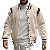 Scapodo Men's West Coast Jacket - Fall Winter Cardigan Style Button Front Loose Baseball Coat for Vacation Daily Life