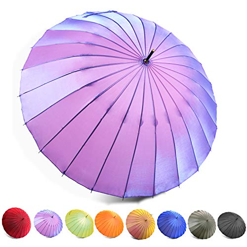 Kung Fu Smith Wood UV Protection Parasol Rain Umbrella - Large Windproof and Ultra Light