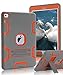 TOPSKY Compatible with iPad Air 2 Case, iPad A1566/A1567 Kids Proof Case, Heavy Duty Shockproof Rugged Armor Defender Kickstand Protective Cover Case for iPad Air 2 Grey Orange