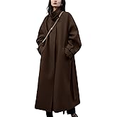 chouyatou Women's Winter Hidden Single Breasted Wool Coat Raglan Sleeve Business Long Wool Overcoat