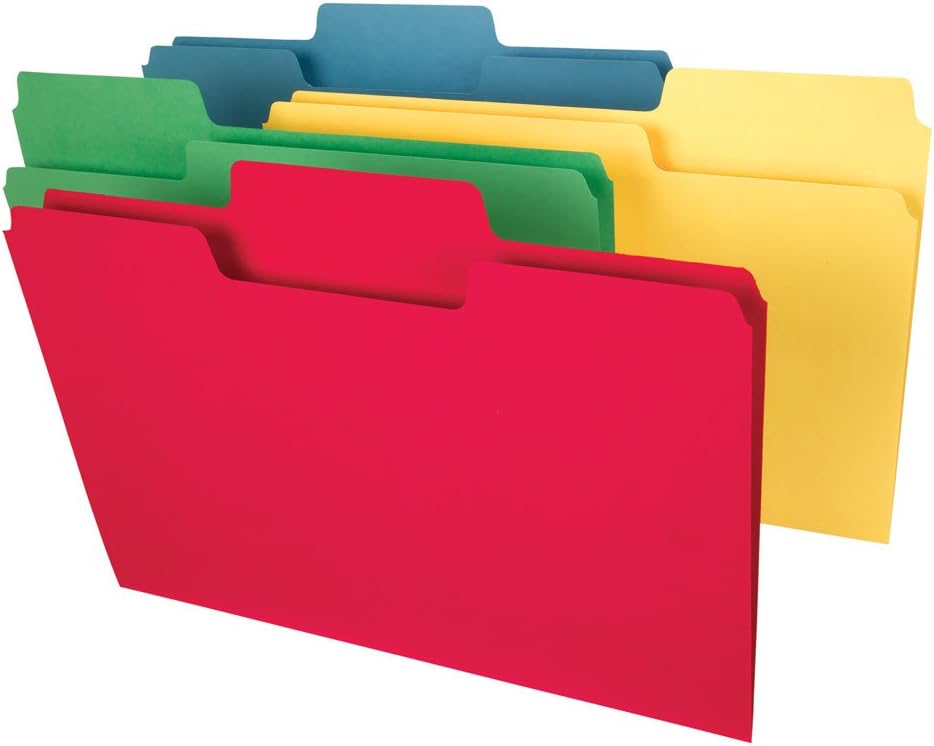 Smead SuperTab Heavyweight File Folder, Oversized 1/3-Cut Tab, Legal Size, Assorted Colors, 50 Per Box (15410) : Colored File Folders : Office Products