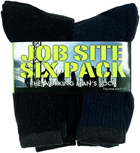 Men's Job Site Six Pack Moisture Wicking Reinforced Working Man's Socks-Pack