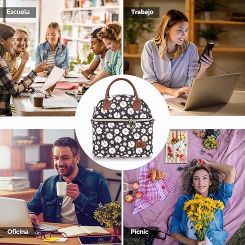 Hafmall 9L Thermal Food Bag, Portable Lunch Bag with Two Compartments, Insulated Bag for Women, Work and School Food Bag, Margarita
