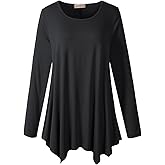 LARACE Womens Long Sleeve Flattering Comfy Tunic Loose Fit Flowy Top