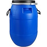 Food Grade Plastic Barrel with Air Tight Lid &amp; Metal Lever-Lock Thickened Emergency Water Storage Barrel with Handle Blue Shipping Barrels for Home Factory Restaurant(30L)