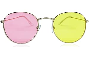 GENERIC Spamton Sunglasses, Deltarune Cosplay Costume Halloween Glasses, Cosplay Party Glasses, Pink and Yellow Round Sunglasses, SPANSEE, Frame 5.31 inches,Arm 5.43 inches,Lens diameters 2.05 inches