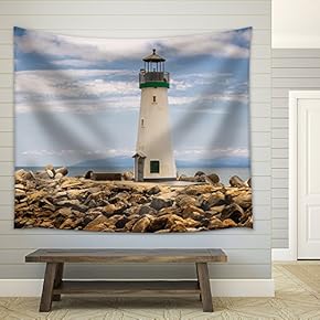 Lighthouse Walton Santa Cruz in California, USA - Fabric Wall Tapestry Home Decor - 51x60 inches