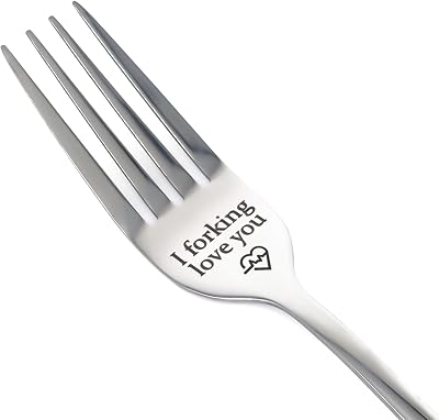 CHEERYMAGIC Engraved Fork "I Forking Love You" Stainless Steel Letter Dinner