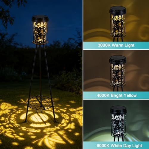Solarlampen für Außen, Schmetterling Solar Stehlampe Außen mit Pflanzenständern,Solarleuchten für Außen, IP65 Wasserdicht Solar Lampe für außen Terrasse, Hof, Rasen, Vorgarten, Veranda – Garten
