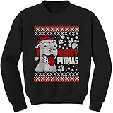 Expression Tees Merry Pitmas Pitbull Ugly Christmas Holiday Crewneck Sweatshirt