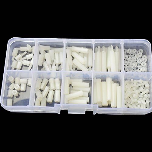 M2 Male to Female Nylon Hex Standoff Plastic Thread Motherboard Spacer Prototyping Accessories for PCB, Quadcopter Drone, Computer & Circuit Board Assortment Kit;White