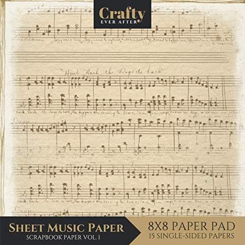 Sheet Music Paper Scrapbook Paper Vintage Music Print Design 8x8
