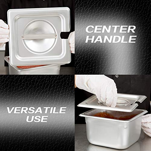 image for Kitma 1/6 Size Stainless Steel Slotted Steam Table Pan Cover, Pan Lids