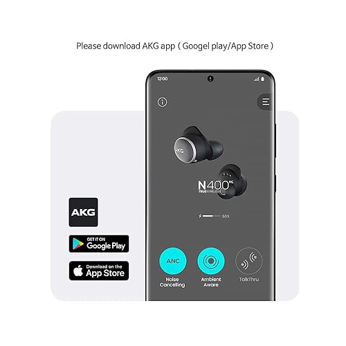 AKG N400 True Wireless Bluetooth Earphones ANC Canal Type (Black
