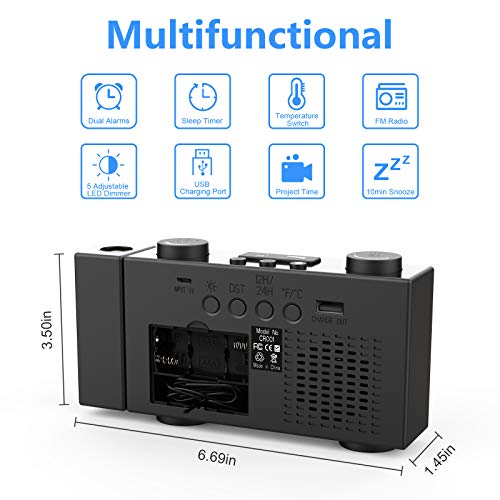 Projection Alarm Clock Moskee Digital Dual Alarm Clocks for Bedroom