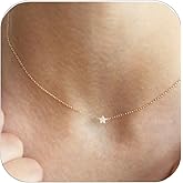 STONEFANS Diamond Necklaces for Women - Cute Pendant Plated Dainty Chain 14K Gold Star Necklace Trendy Prom Wedding Star Jewelry Bridesmaid Gifts