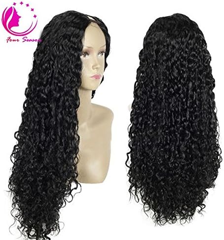 QIRUI HAIR Unprocessed Kinky Curly U Part Brazilian Human Hair Wig 12-26inch 150% Density Natural Black for Black Women 24Inch