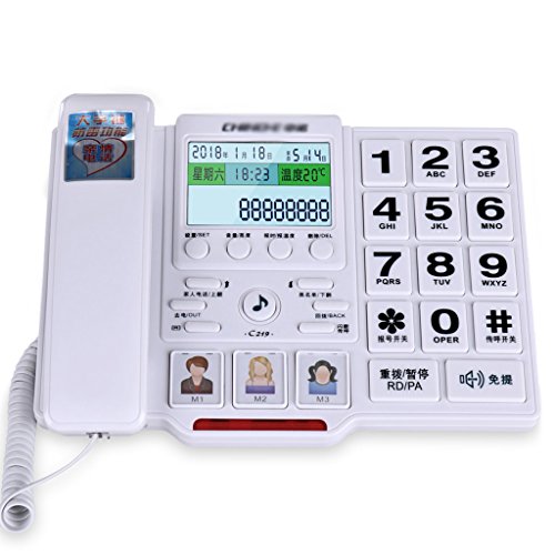HQCC Elderly Fixed Telephone Large Button Telephone Household Corded Telephone Storage of Telephone (Color : B)