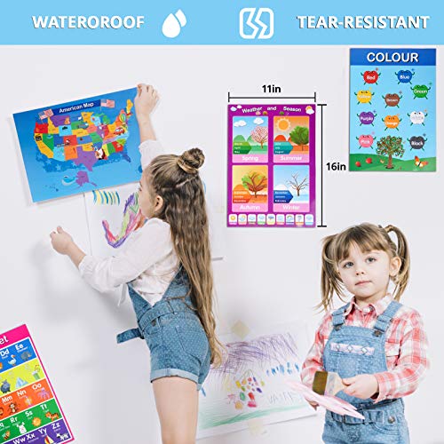 20 Large Educational Posters for Kids Toddlers, 16x11 inch ABC Poster for Classroom, Nursery