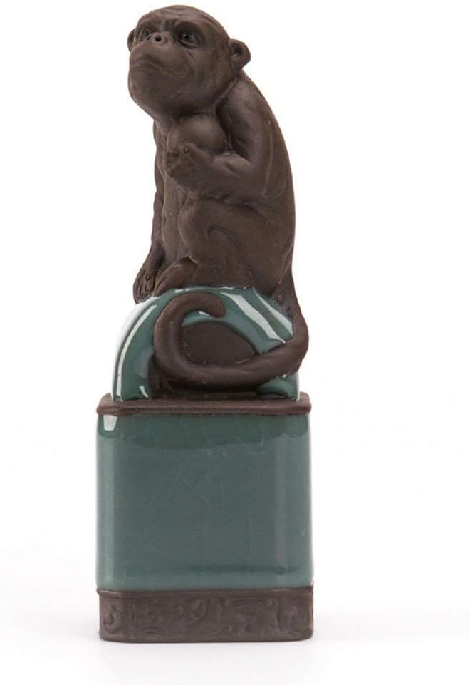 Zisha Tea Pet Monkey of the Chinese Zodiac by YizenCulture, Traditional Handmade Chinese Tea Pet Made of Purple Clay to Complement Your Gongfu Tea Set, Kept by Tea Lovers for Prosperity and Good Luck