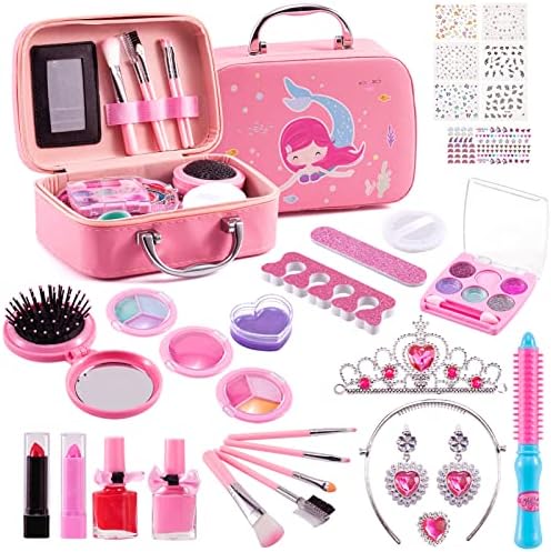 Mtanvxay Kids Makeup Kit, Washable 32pcs Set for Girls 5-10 Years