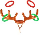 VEYLIN Inflatable Reindeer Antler Hat with Rings Party Toss Game for Kids Adults view 4