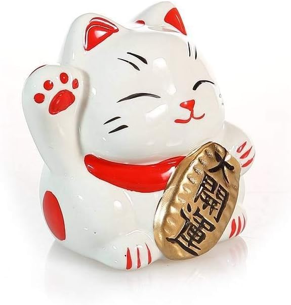 lachineuse, 2 Maneki Neko Cats, Japanese Lucky Cat Figurines, Kawaii Deco Objects, Porcelain Lucky Cat 9.5cm, Cute Asian Cat - Image 5