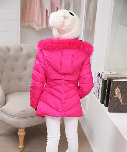Child Kids Girls Winter Warm Jackets Snowsuit Hooded Windbreaker Outwear with Soft Fur Hoodies for 3-12 Years Old (Rose, 3-4T/(Fit Height:41"-45")/Tag120)