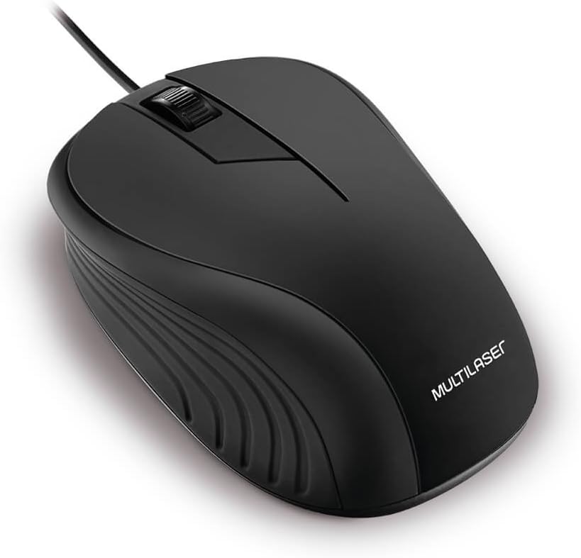  Mouse Multilaser Emborrachado Preto Com Fio Usb - MO222 por Multilaser