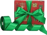 YAAVAAW 22m Dark Green Satin Ribbon 40mm Wide Gift Wrapping Ribbon view 3