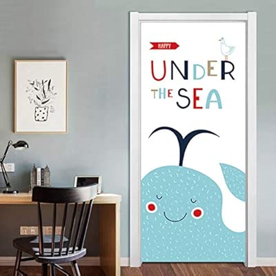 Nette Karikatur Delphin 3d Tur Dekor Aufkleber Diy Hom Decor Wandbild Fur Kinder Schlafzimmer Wohnzimmer Moderne Stil Holztur Renovierung Pvc Aufkleber 91 4x213cm Amazon De Baumarkt
